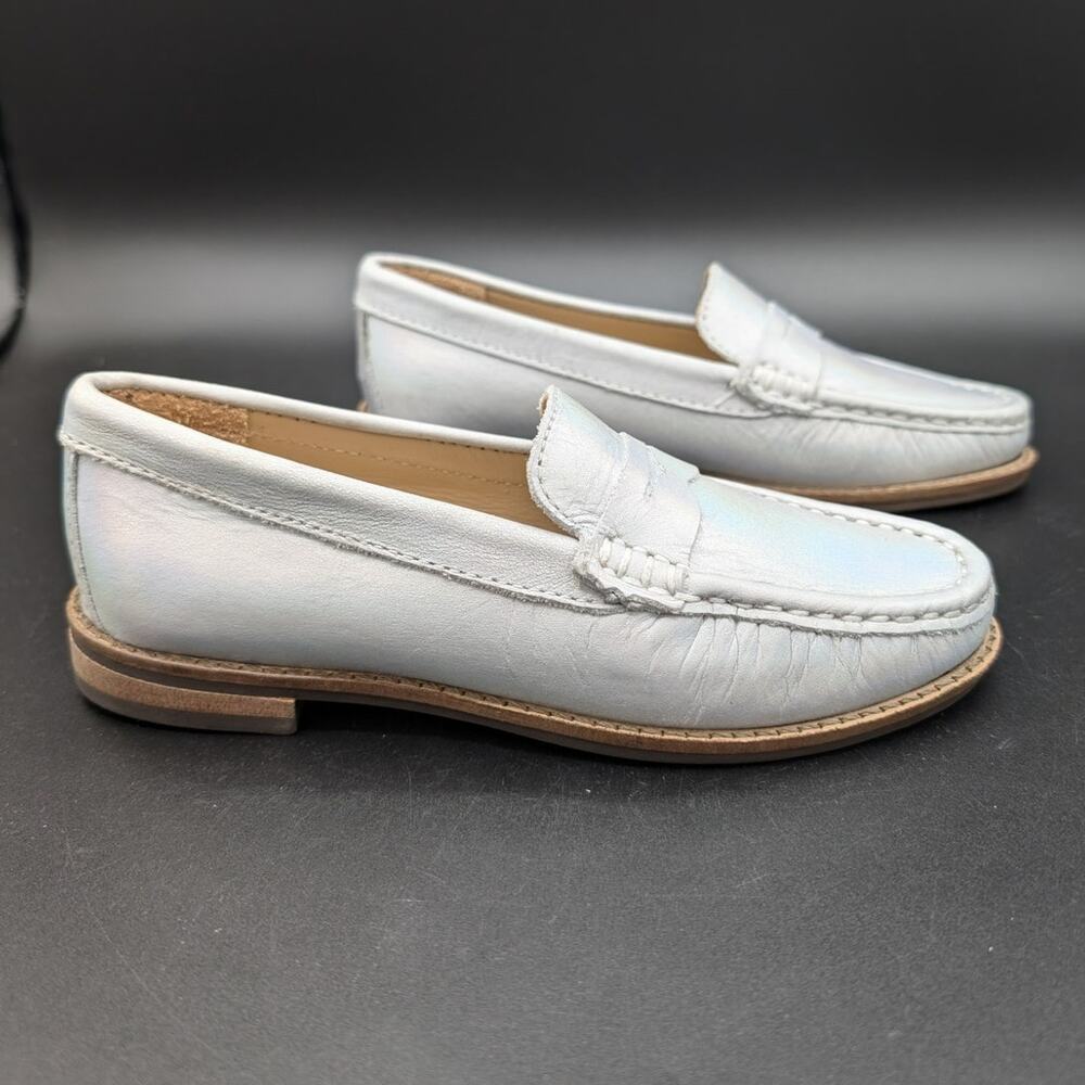 Driver Club USA Loafers Girls 12.5 Kid Youth Iridescent Silver Slip On Shoes